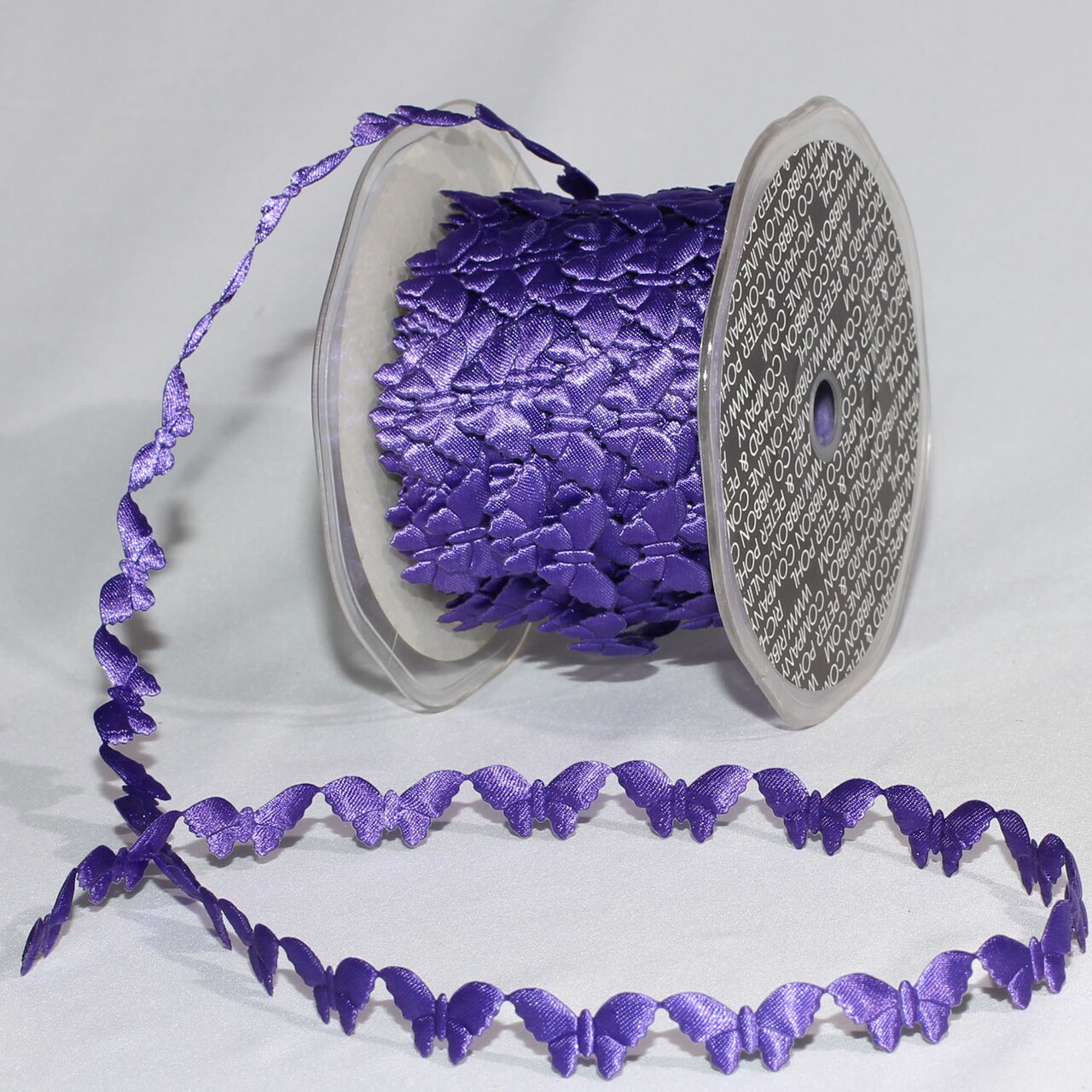 The Ribbon People Purple Satin Butterfly Embossed Garland Craft Ribbon 0.5" x 40 Yards